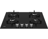 Beko Piano cottura a gas HILG64225SB 60 cm comandi frontali griglie in ghisa semi-continue 4 bruciatori Cristallo nero