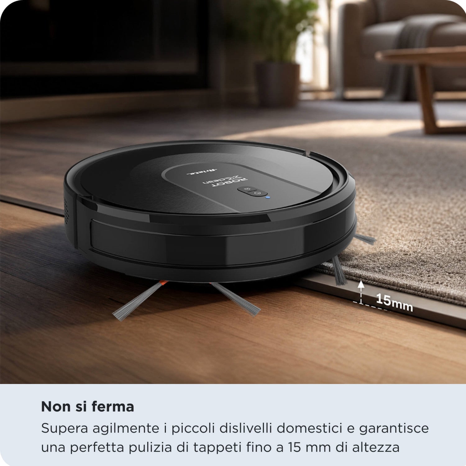 Ariete 2719 Robot Aspirapolvere Lavapavimenti X-Clean 3 in 1, Spazza, aspira e lava, Silenzioso, Wi fi integrato, Mappatura intelligente, navigazione giroscopica, Controllo Smart