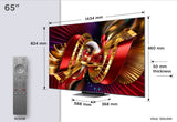 TCL C8L TV 65C8L SQD Mini LED da 65", 4K HDR, 5000 nit, 2.040 zone di dimming, Google TV, 144Hz, Dolby Vision Atmos, Audio Bang Olufsen