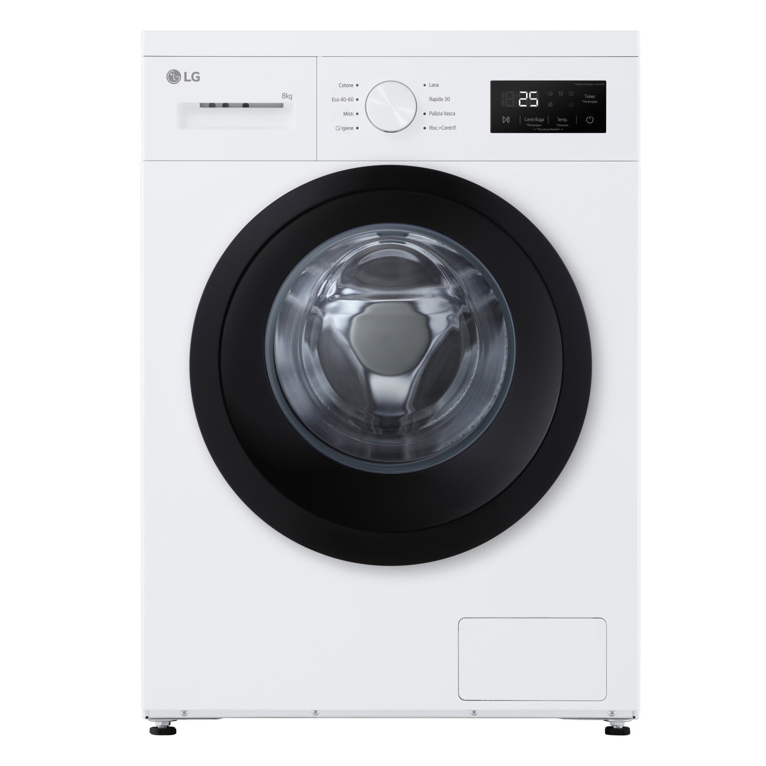 LG F4NA10S8NWK Lavatrice slim 8kg, Classe A, 1400 giri, Programma igiene con vapore, Top rimovibile, White
