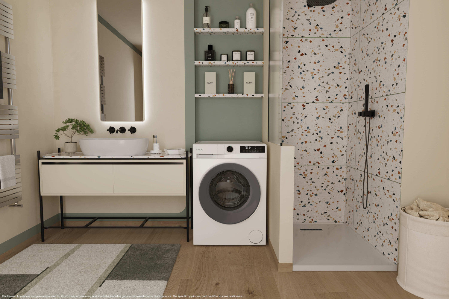 Candy ProWash 300, Lavasciuga Slim 8 5 KG, 10 più efficente della classe A, 1400 giri, Bianco, Inverter, Fresh Vapor, GWD 485SG6-S