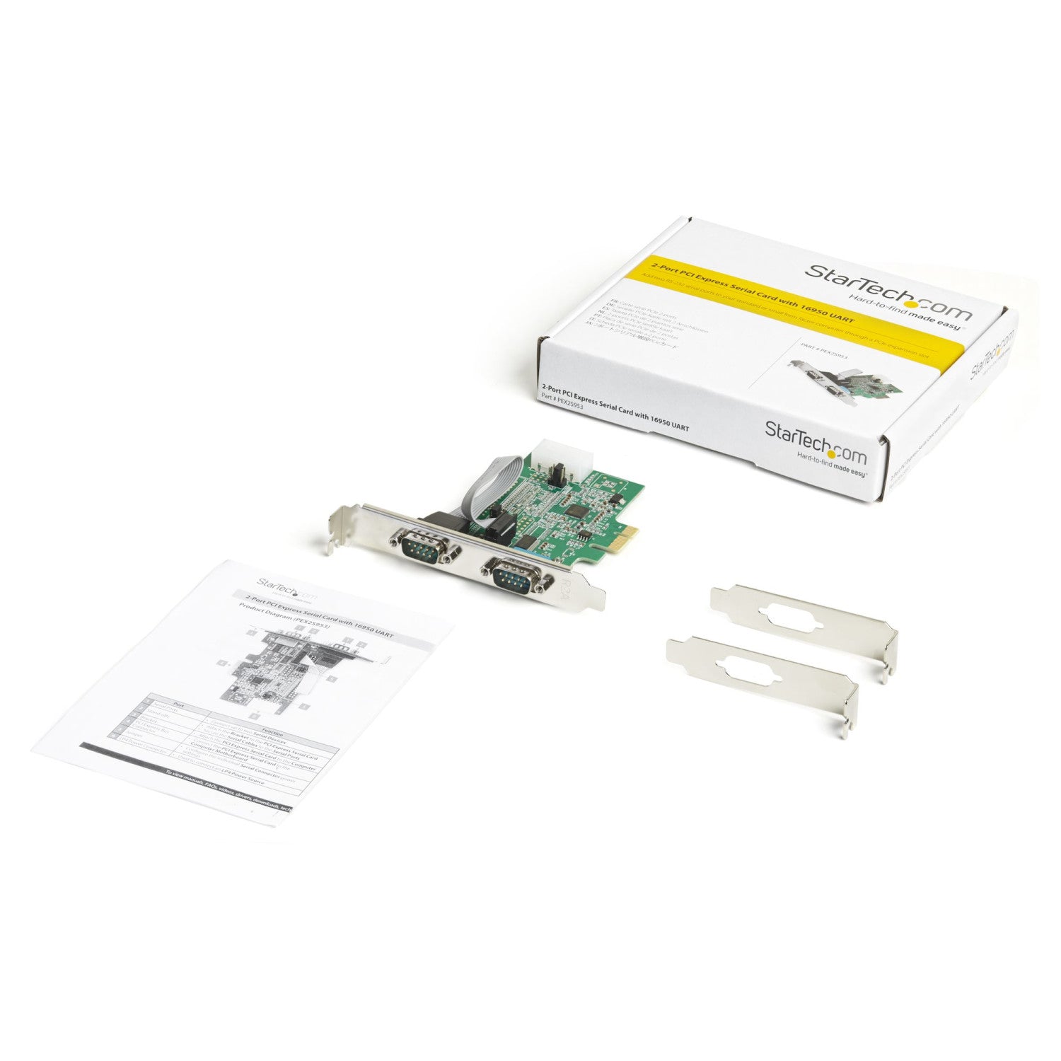 StarTech.com Scheda Seriale PCI Express con 2 Porte - Controller PCIe RS232 - 16950 UART - Scheda Seriale di Espansione DB9 a Profilo Basso - Compatibile Windows e Linux
