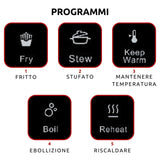 Ariete 1997 Piastra a induzione singola portatile, Vetroceramica, 2000W, 10 livelli di potenza, Timer fino a 4 ore, Sicurezza bambini, 5 programmi, Nero