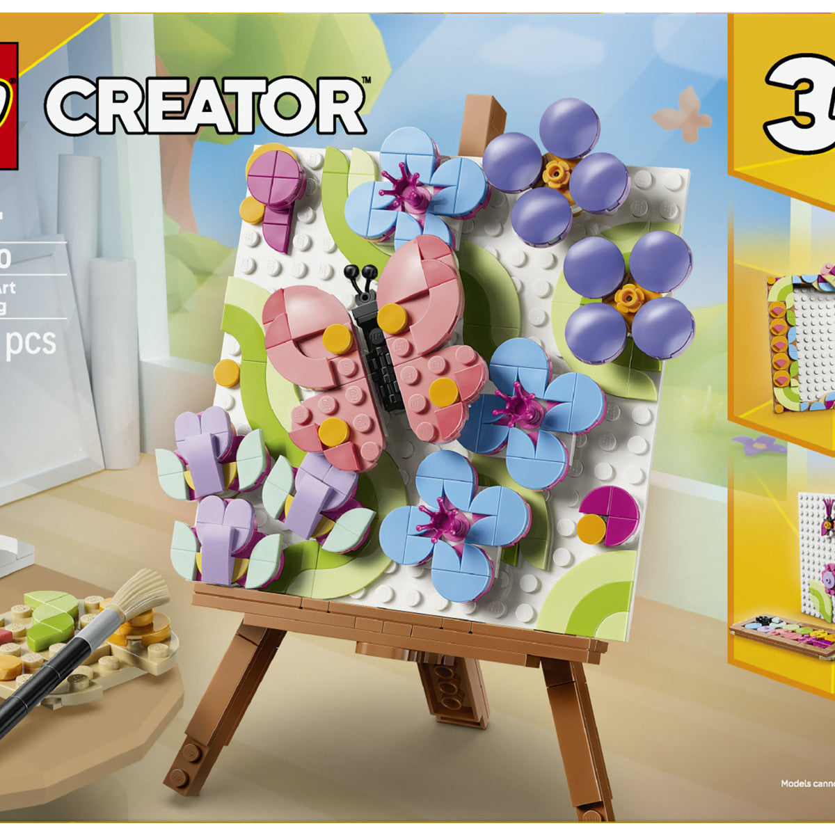 Lego Creator 31390 3In1 Dipinto Floreale Decorativo, Gioco Trasformabile In Cornice O In Disegno Di Fenicottero, Regalo Da 8