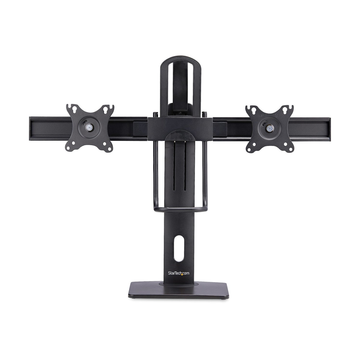 StarTech.com Supporto da Tavolo per Due Monitor- Staffa con barra trasversale per 2 Schermi da 27" VESA 75x75/100x100, altezza regolabile, portata 6 kg per Display