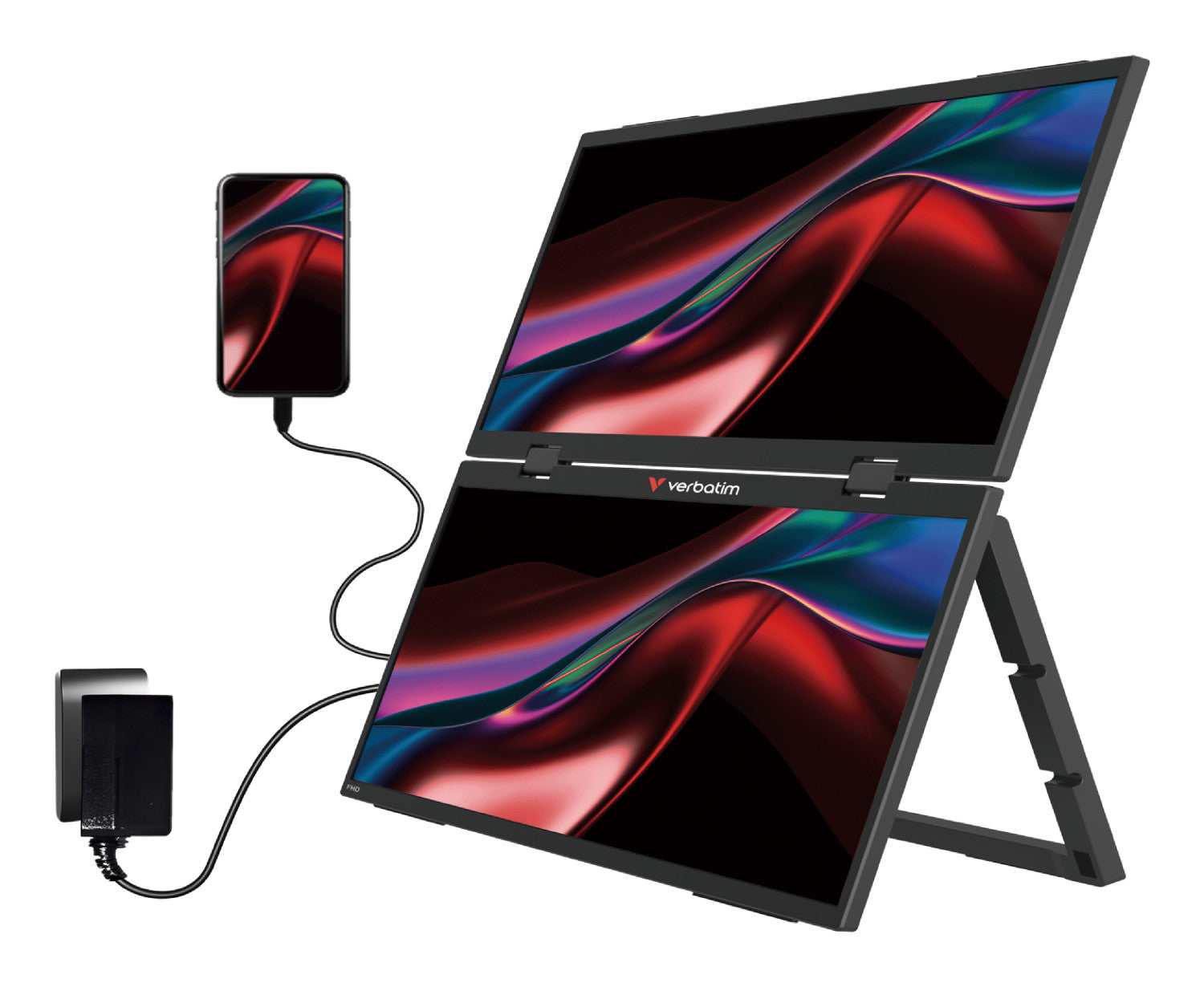 Verbatim Portable 15.6" FHD Dual Monitor Essentials Monitor portatile Nero 39,6 cm (15.6") LCD 1920 x 1080 Pixel