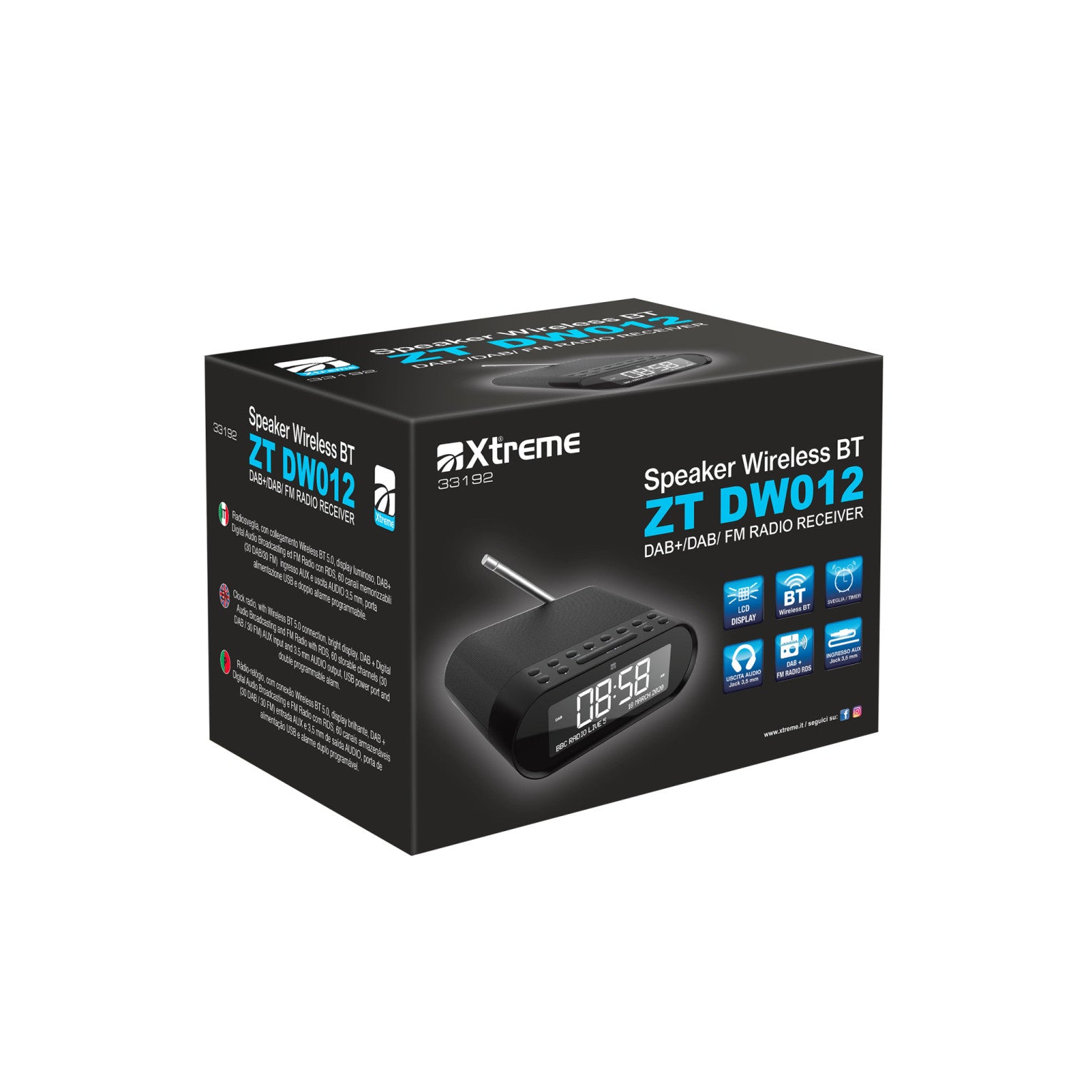 Xtreme 33192 Radiosveglia DAB/DAB Wireless Nero