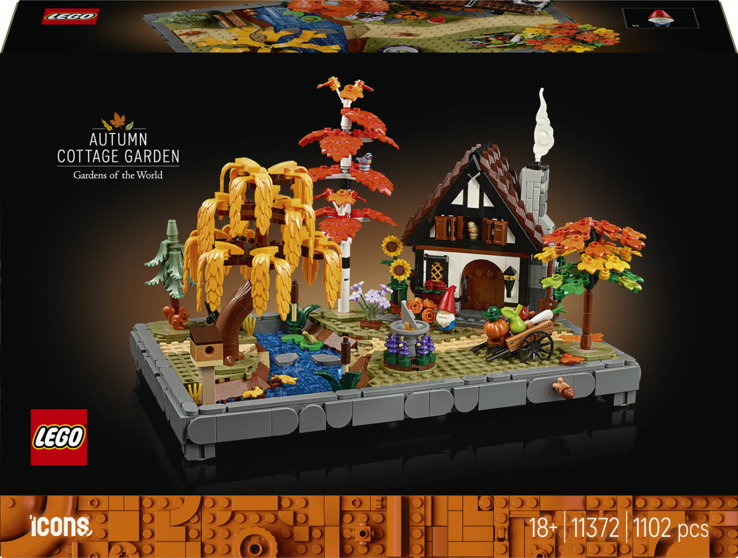 LEGO Icons Giardino Autunnale del Cottage 11372 Set da Costruzione per Adulti 1102 Pezzi
