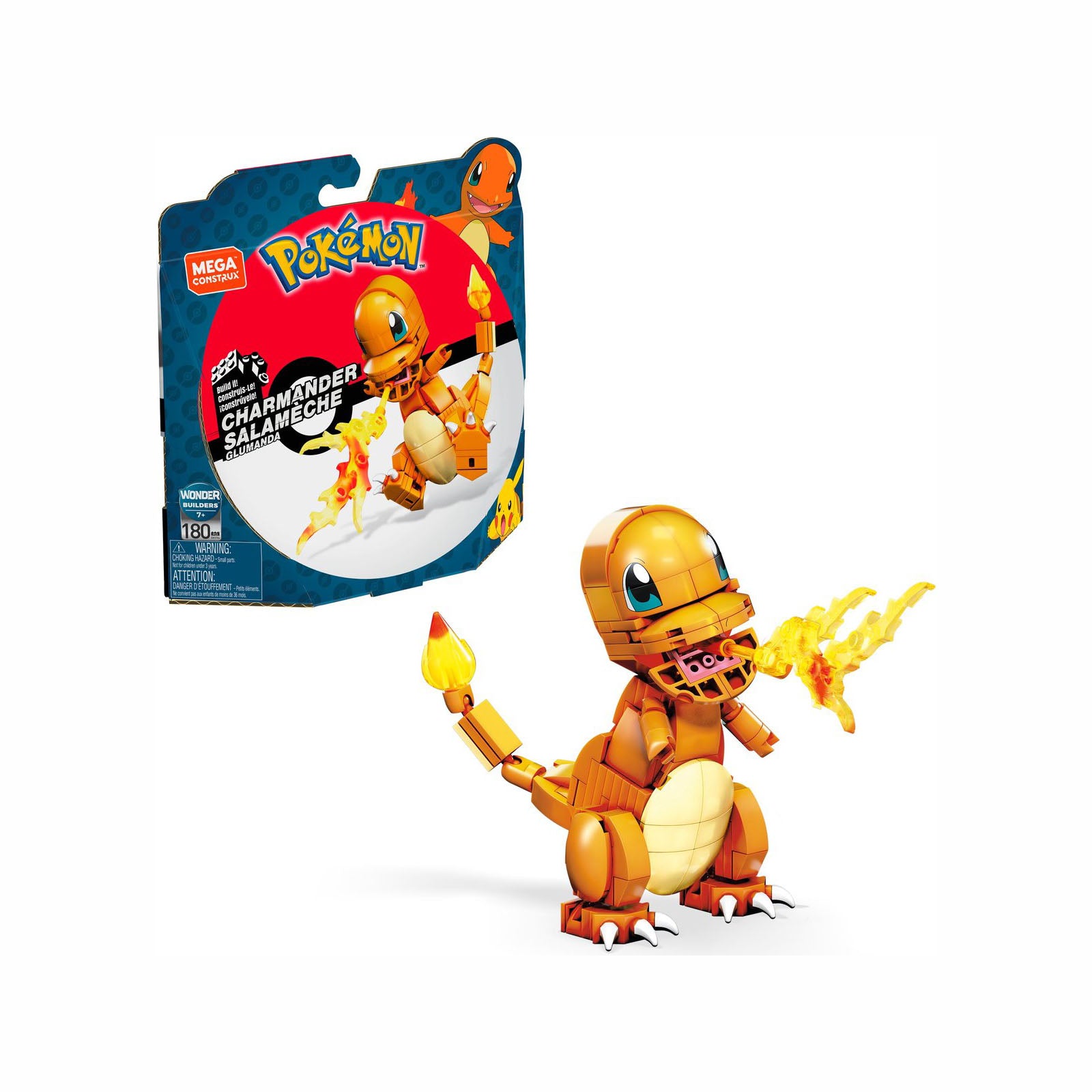Mattel Mega Construx GKY96 Gioco di Costruzione Pokemon Charmander Arancione