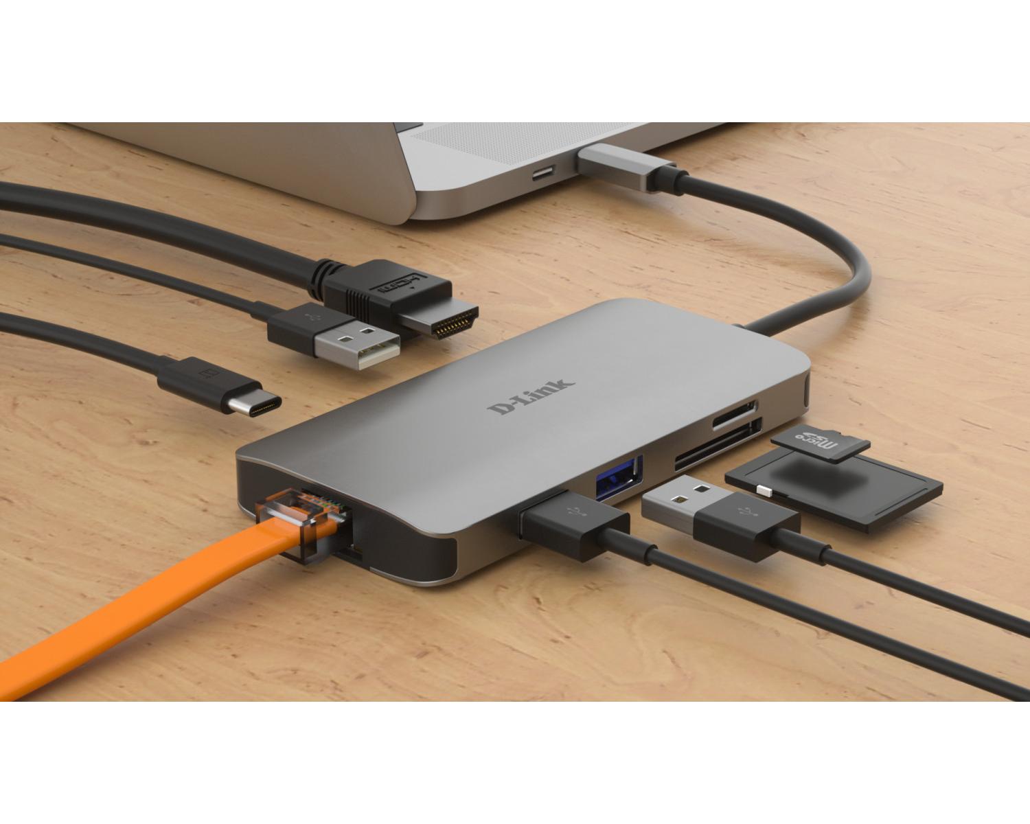 D-Link DUB-M810 replicatore di porte e docking station per laptop Cablato USB 3.2 Gen 1 (3.1 Gen 1) Type-C Argento