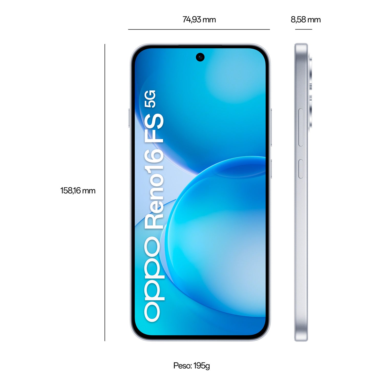 OPPO Reno15 FS 5G AI Smartphone, Tripla fotocamera 50 8 50MP, Selfie 50MP, Display 6.57 120HZ AMOLED FHD , 6500mAh, RAM 8GB(Esp2GB/4GB/8GB) ROM 512GB Versione Italia , Pop White