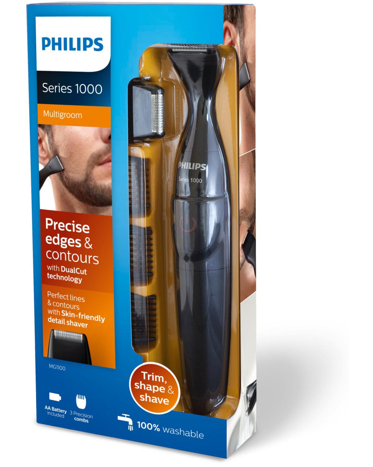 Philips MG1100/16 Multigroom Series 1000 Rasoio Regolabarba di Precisione Nero