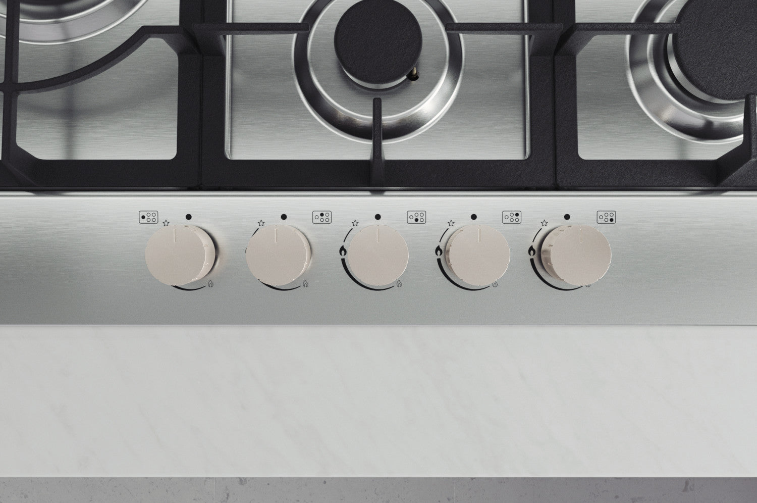 LG CBGZ3016S Piano cottura a gas 75cm, 11,5kW, 5 bruciatori, Griglie in ghisa, Piatto inox