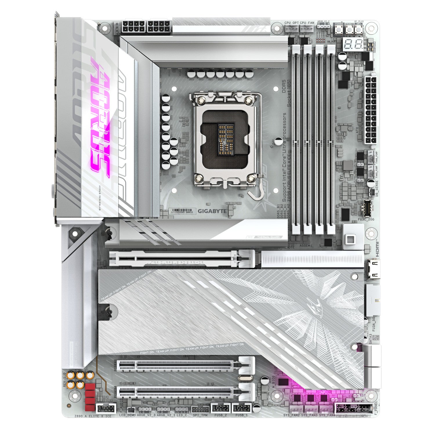 GIGABYTE Z890 AORUS ELITE X ICE Scheda Madre - Supporta CPU Intel Core Ultra (Serie 2), VRM a 16 1 2 fasi, fino a 9500MHz DDR5 (OC), 1xPCIe 5.0 4xPCIe 4.0, Wi-Fi 7, LAN 2.5GbE, Thunderbolt 4