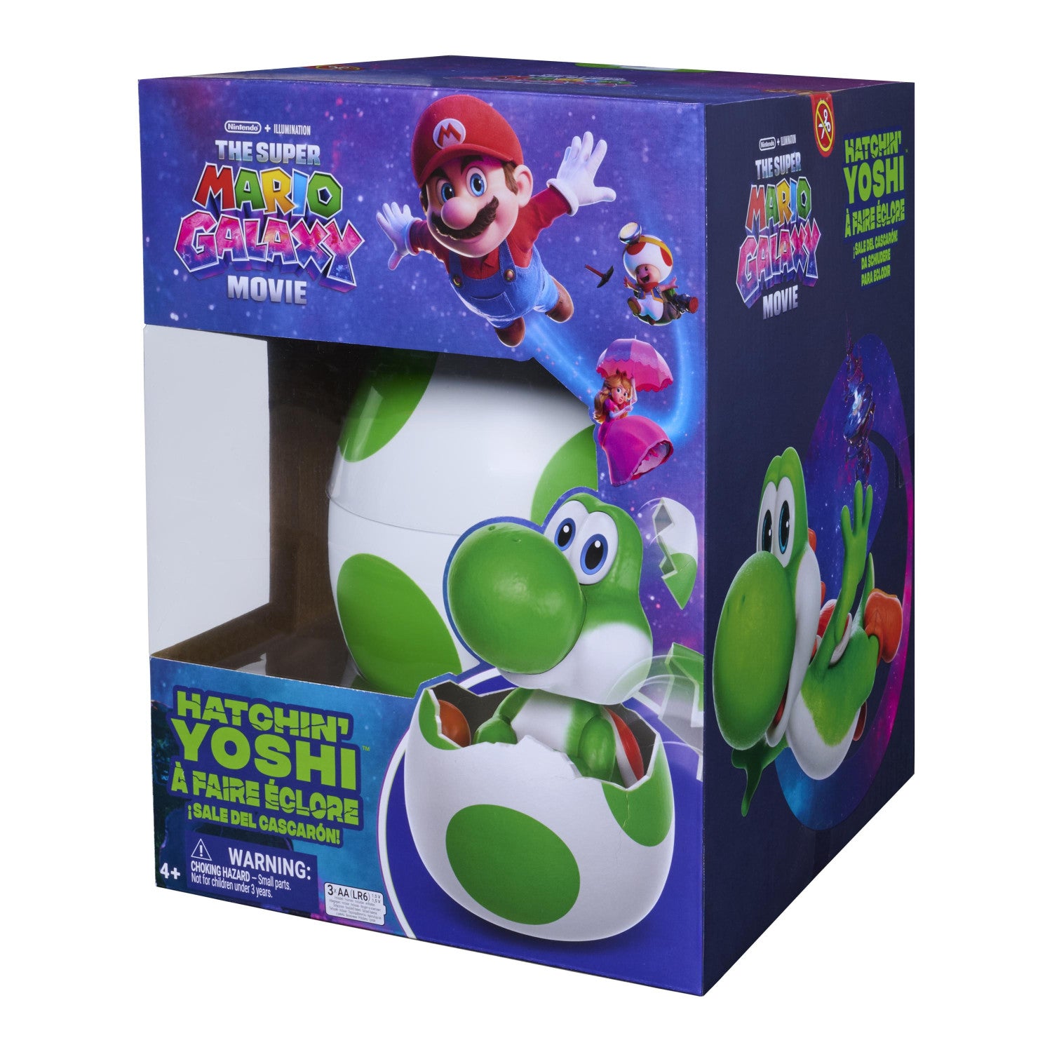 Super Mario Galaxy Il Film, Hatchin' Yoshi, Uovo e Personaggio Giocattolo Interattivo con Suoni, Action Figure Super Mario, Batterie Incluse, per Bambini 4 Anni