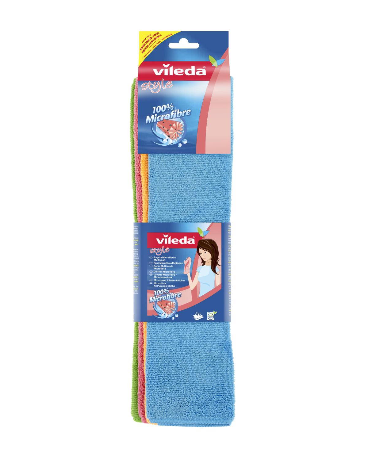 Vileda 141413 Panno per la Pulizia Microfibra Blu, Verde, Arancione, Rosso