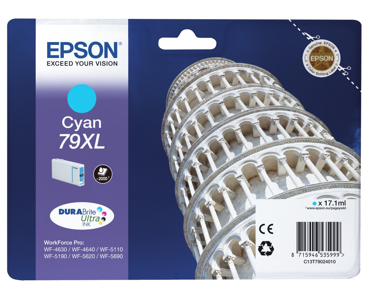Epson C13T79024010 Cartuccia Ink Jet per WF5110DW Torre di Pisa Ciano