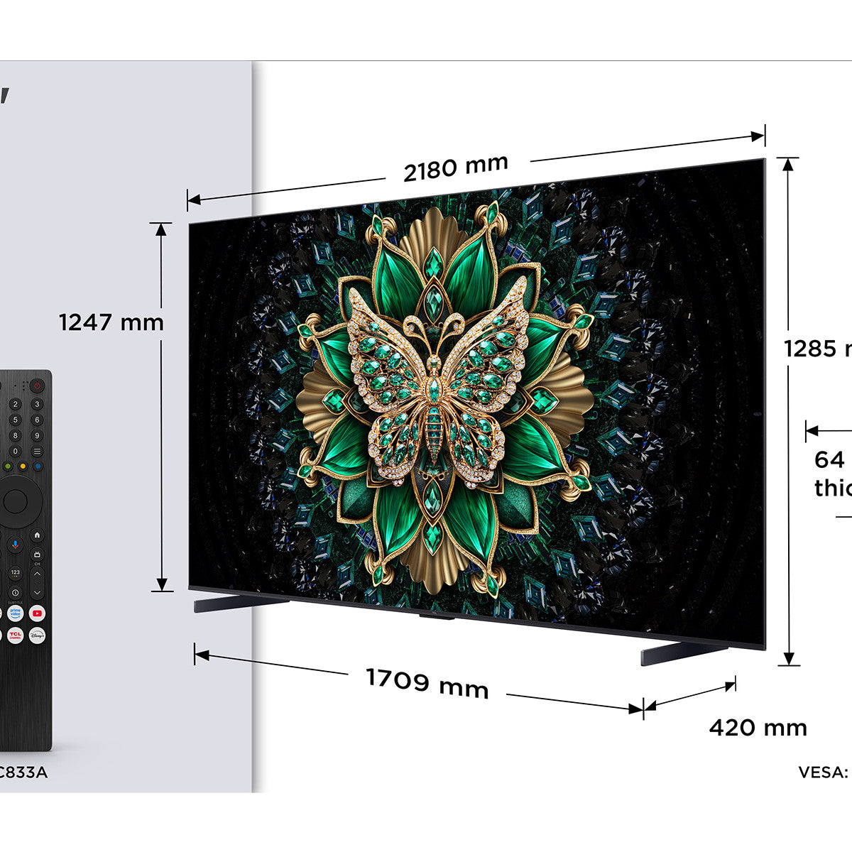 TCL C6K Serie Smart TV QD-MiniLED 4K 98" 98C6K, 144Hz, audio Onkyo 2.1, Dolby Vision IQ Atmos, Google TV