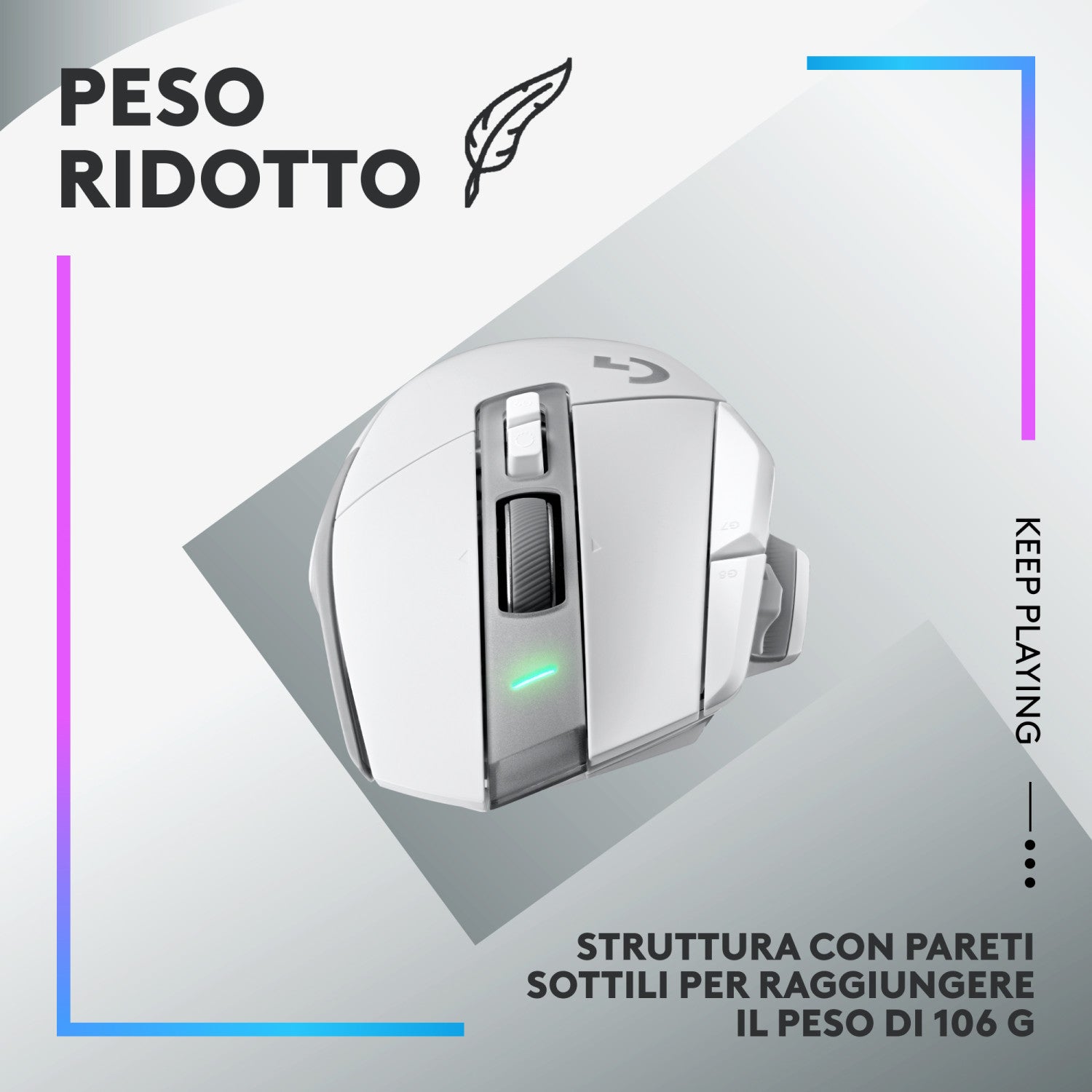 Logitech G G502 X Plus mouse Mano destra RF Wireless Ottico 25600 DPI