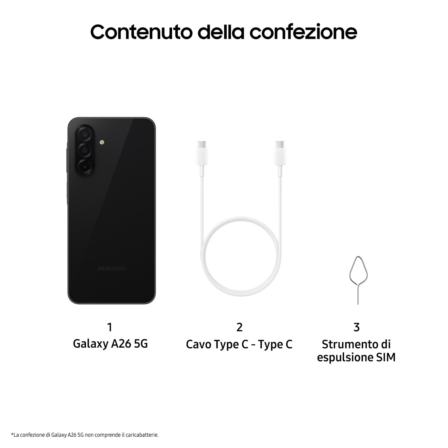 Samsung Galaxy A26 5G, Smartphone con Funzioni intelligenti, Display Super AMOLED 6.7 pollici, 6GB RAM, 128GB, Batteria 5.000 mAh, memoria espandibile, Black