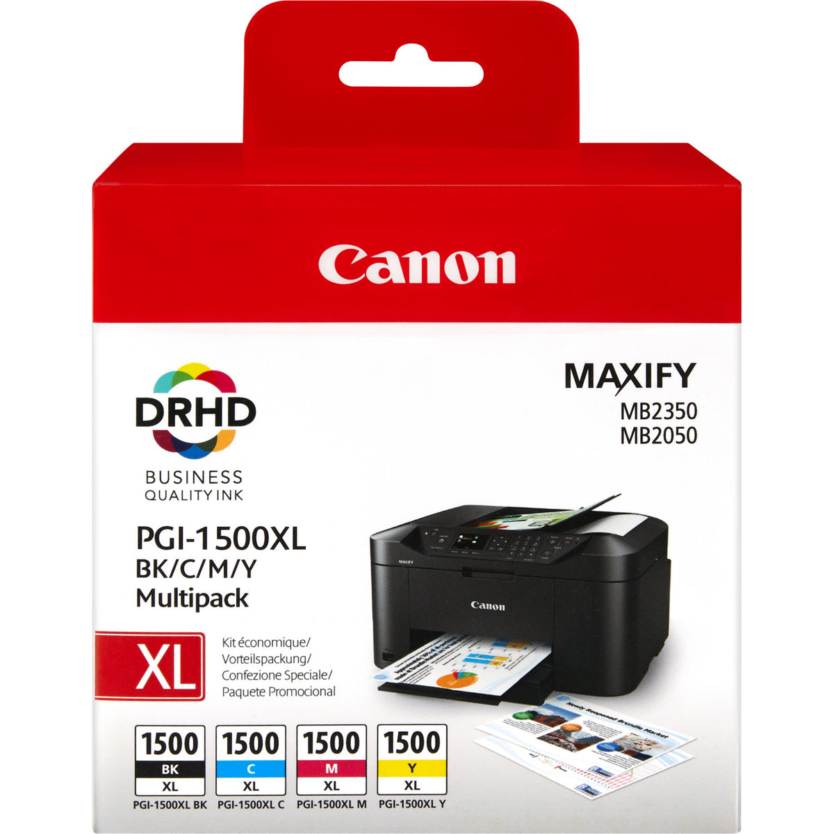 Multipack 9182B004 Cartucce di Inchiostro Canon PGI-1500XL Nero Ciano Magenta Giallo per Maxify MB2050 MB2150 MB2155