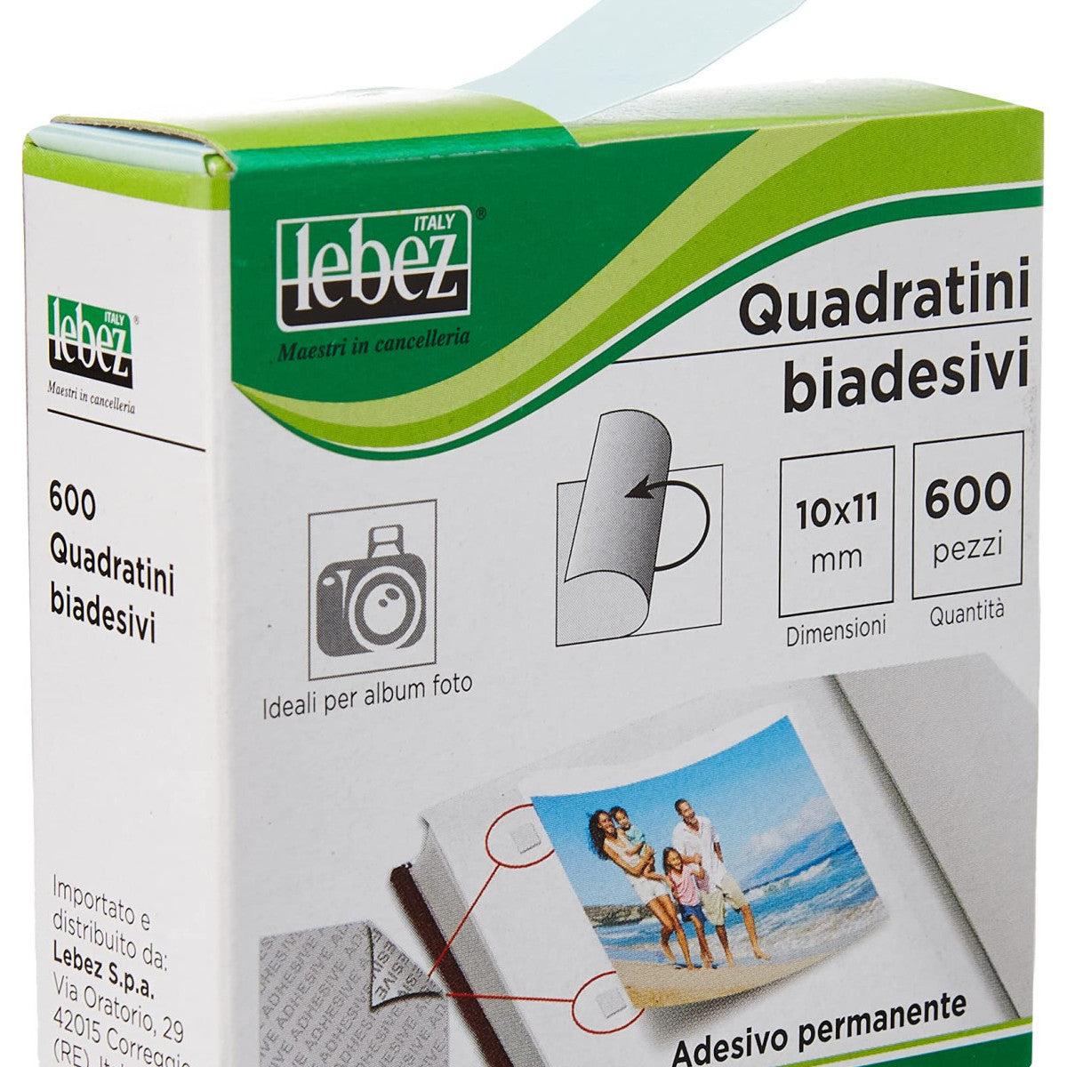 Lebez Quadratini Biadesivi Per Foto Art. 630 10x11 Mm Conf. 600 Pz