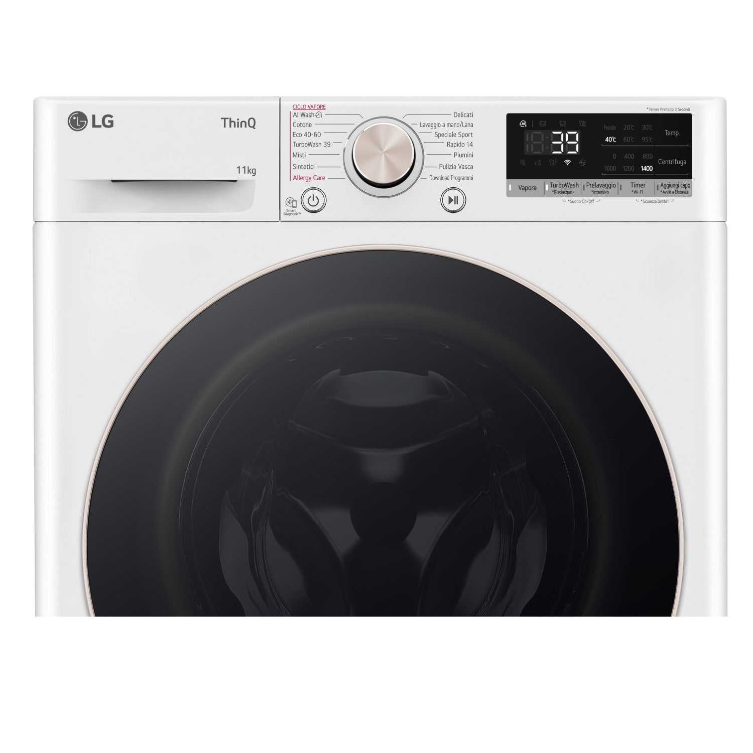 LG F4R7011TSWG Lavatrice 11kg AI DD Classe A 1400 giri TurboWash Vapore Bianco