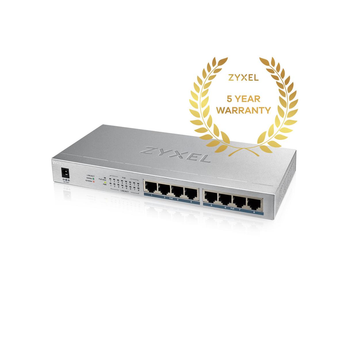 Zyxel GS1008HP Non gestito Gigabit Ethernet (10/100/1000) Supporto Power over Ethernet (PoE) Grigio