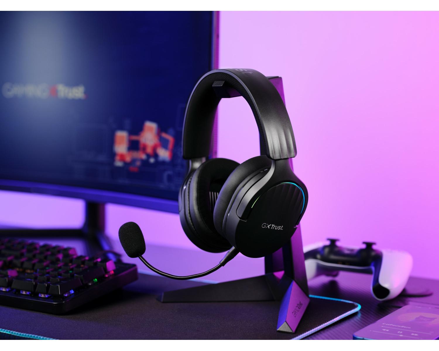 Trust GXT 491 Fayzo Auricolare Con cavo e senza cavo A Padiglione Giocare USB tipo-C Bluetooth Nero