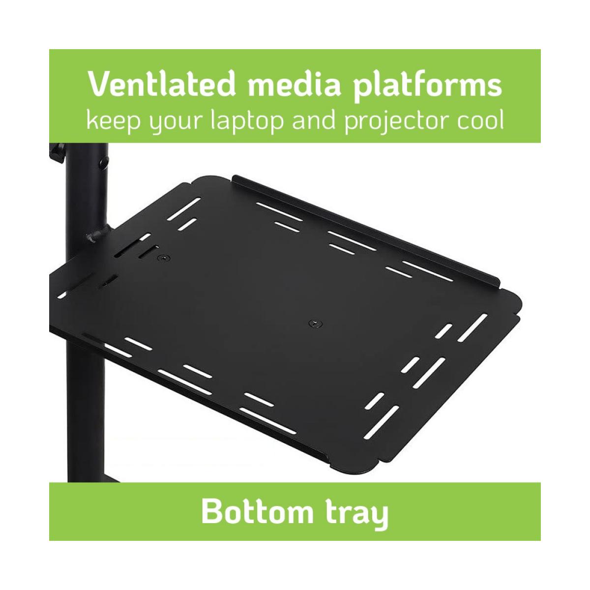 Techly ICA TB TPM 10 supporto per laptop Carrello per Proiettore Notebook Regolabile con Mensola Nero