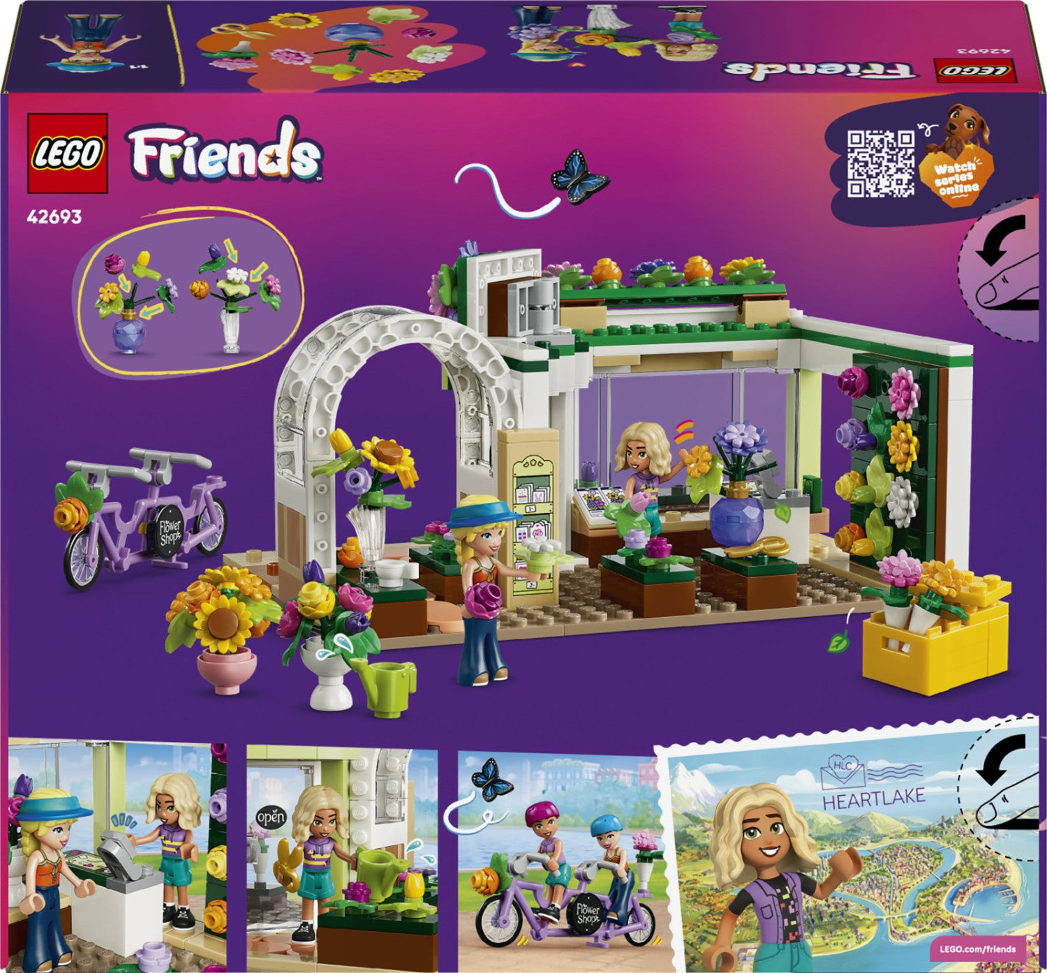 LEGO Friends 42693 Negozio Di Fiori Creativo, Giocattolo Con Fiori Finti, Bouquet, 2 Mini Bamboline E Accessori, Regalo Da 7