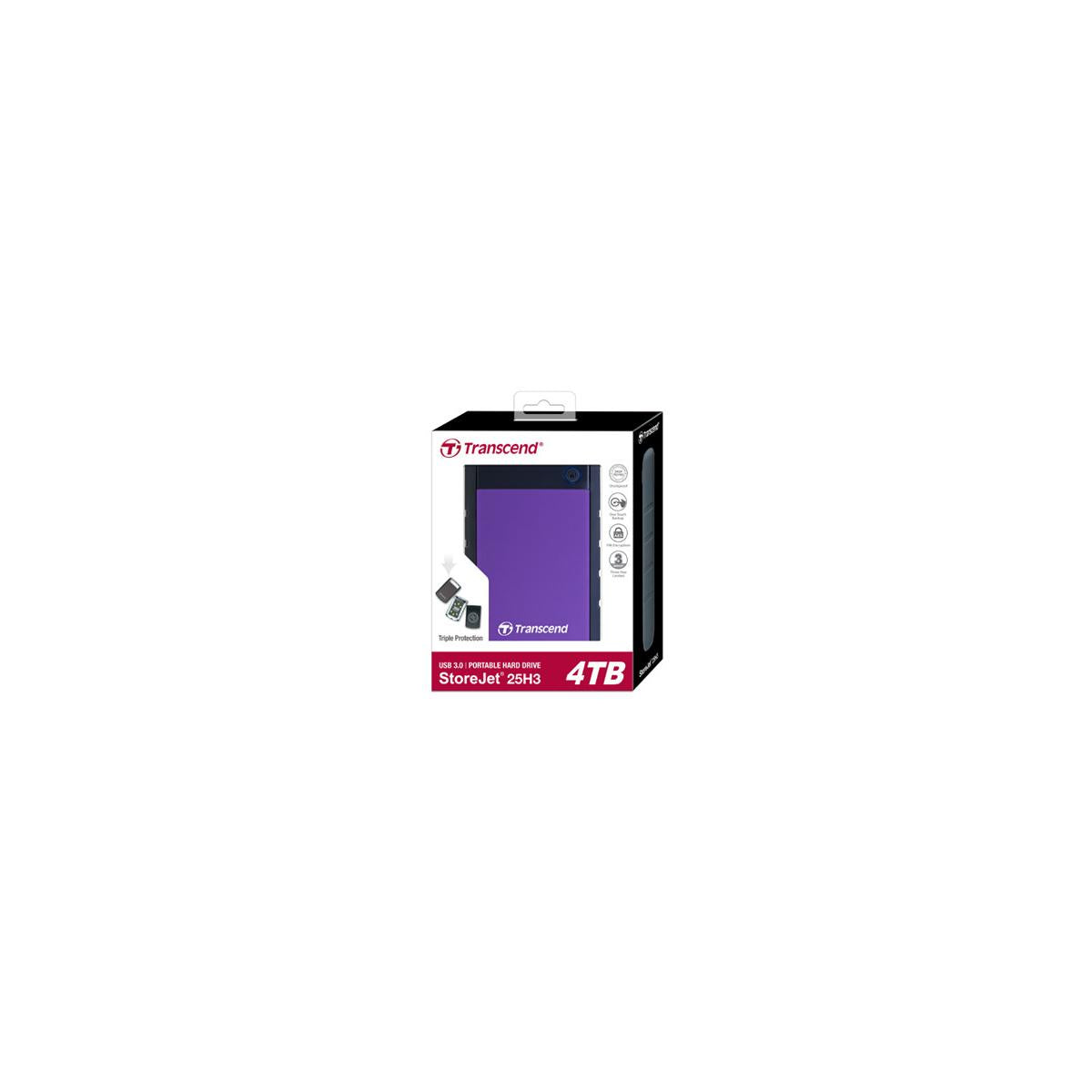 Transcend StoreJet 25H3 disco rigido esterno 4 TB Nero, Viola