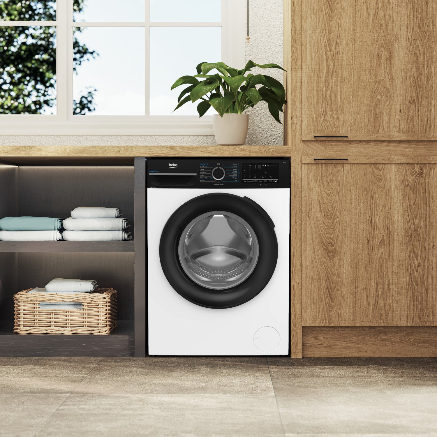 Beko b300 BMWEU9149DA 9kg, Classe A-30 , Bianco, Inverter 1400 giri, Touch, Oblò antracite, EnergySpin , Vapore