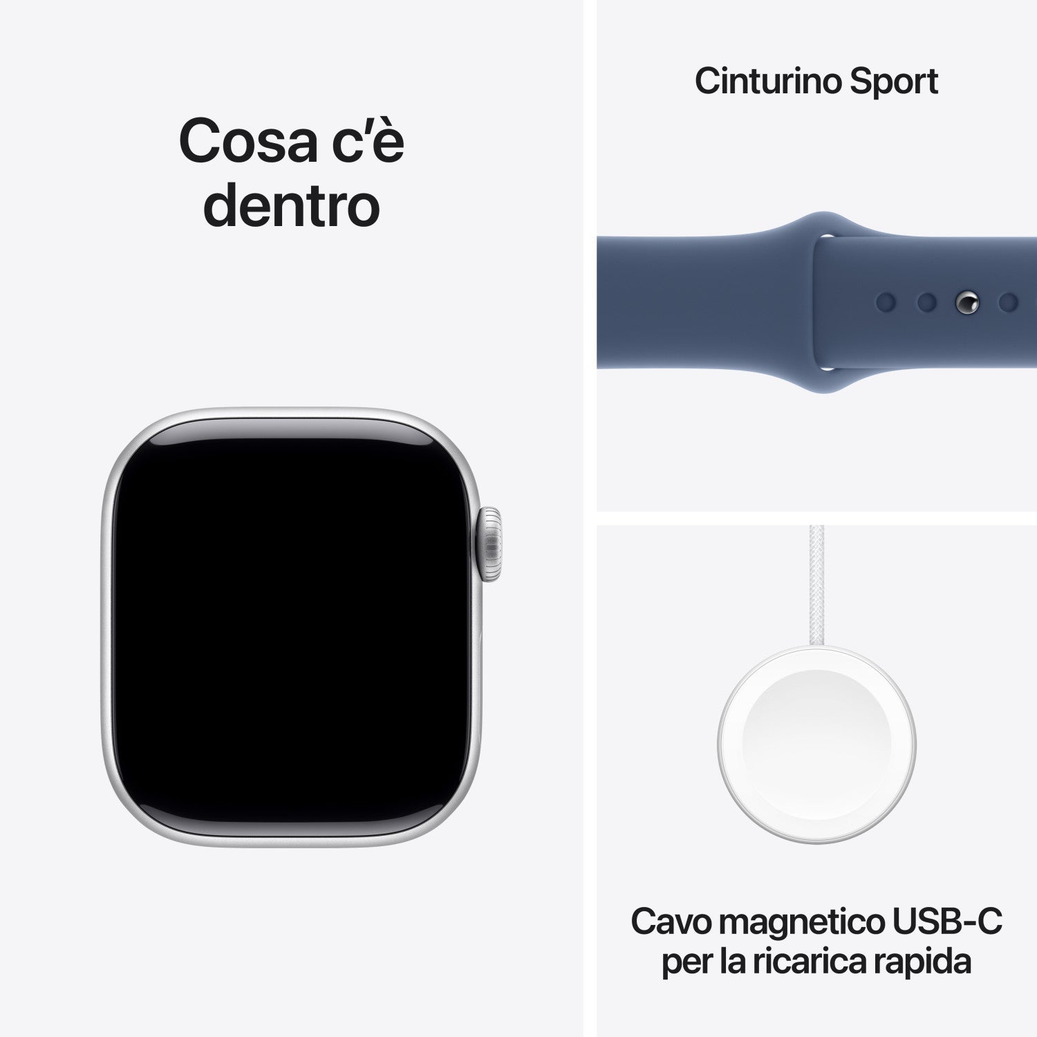 Apple Watch Series 10 GPS Cellular 42mm Cassa in Alluminio Color Argento con Denim Sport Band S M