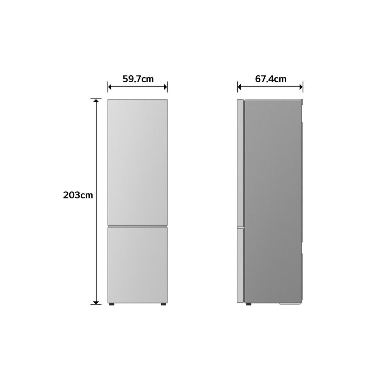 LG GBBSJ20DEP Frigorifero combinato Fit Max 60 cm Classe D, 375 L AI Inverter, Wi-Fi, Door Cooling, Total No Frost Matte Black
