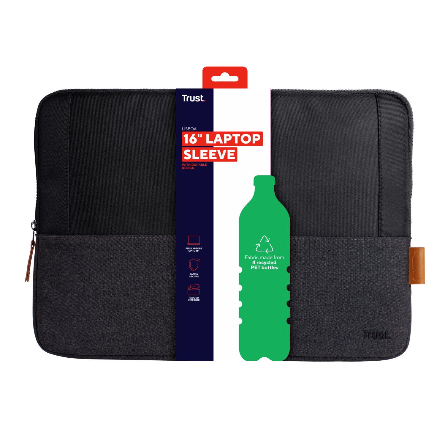 Trust 25248 Lisboa 40,6 cm 16" Custodia a tasca borsa per notebook Nero