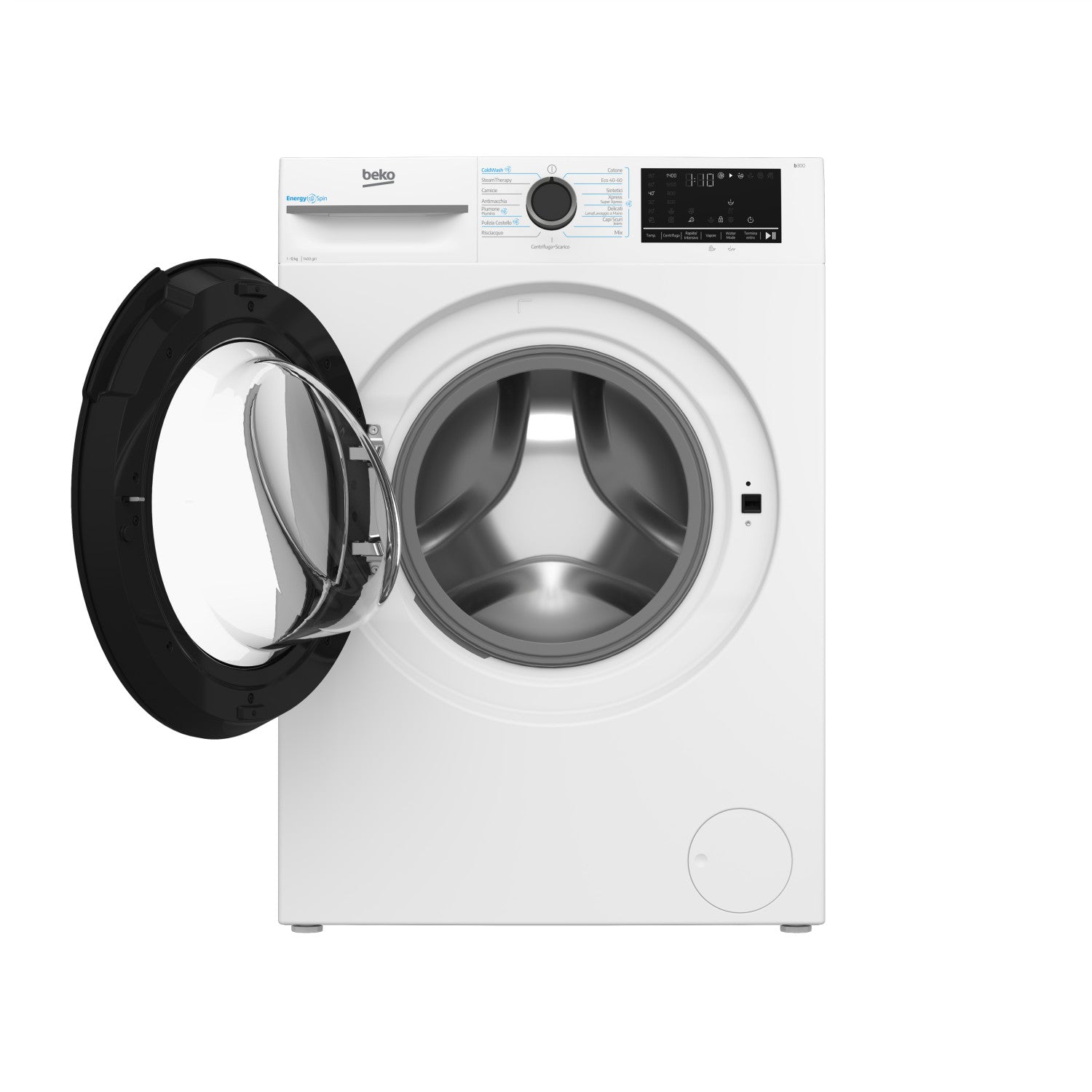 Beko b300 BMWT31241A: Lavatrice 12kg, Classe A, 1400giri, linea estetica NX, motore ProSmart Inverter, Display Touch, oblò nero, tecnologia EnergySpin , tecnologia a vapore SteamCure