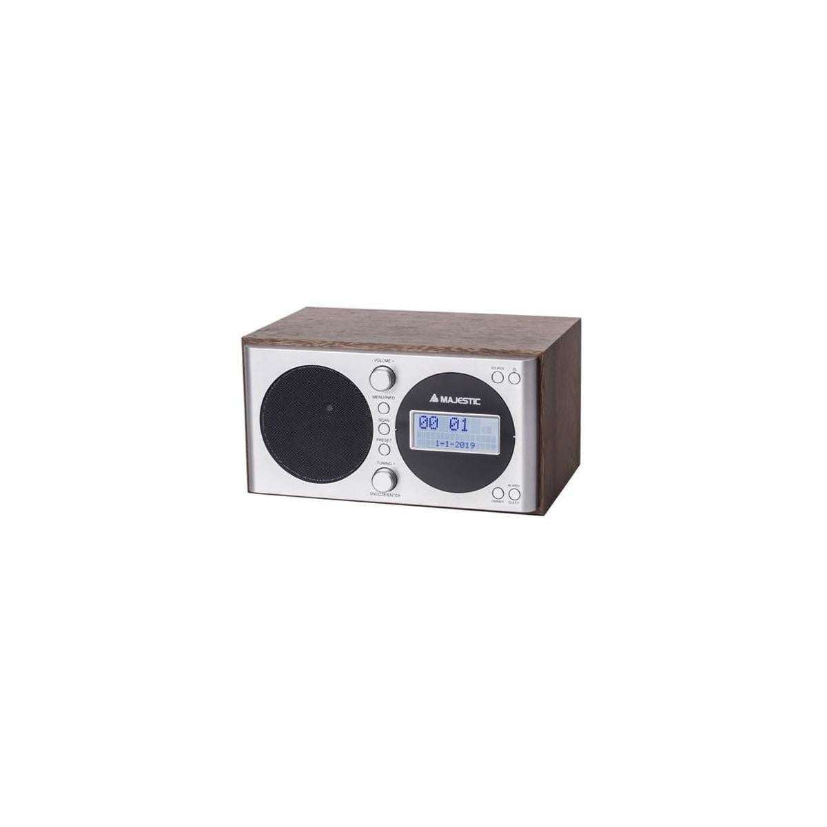 New Majestic WR-162 DAB Radiosveglia Digitale Argento Legno