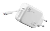 Cellularline Retractable Power 30W Caricabatterie da rete 30W con cavo retrattile USB-C e porta USB-C