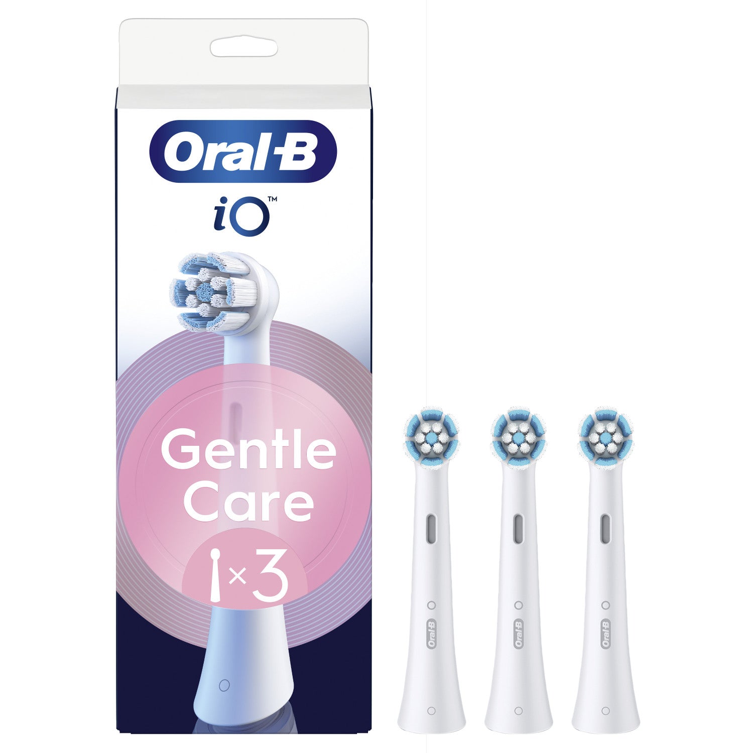 Oral-B Testine di Ricambio iO Gentle Care, testine rotonde originali, setole angolate per una rimozione più profonda della placca, testina più morbida, adatte a gengive sensibili, 3