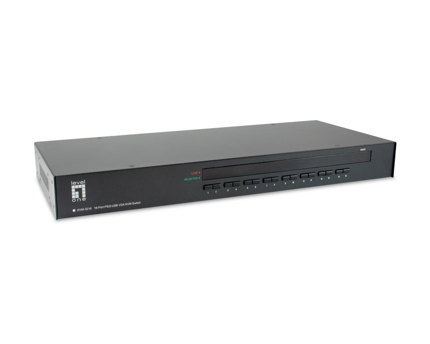 LevelOne KVM-3216 switch per keyboard-video-mouse (kvm) Montaggio rack Nero