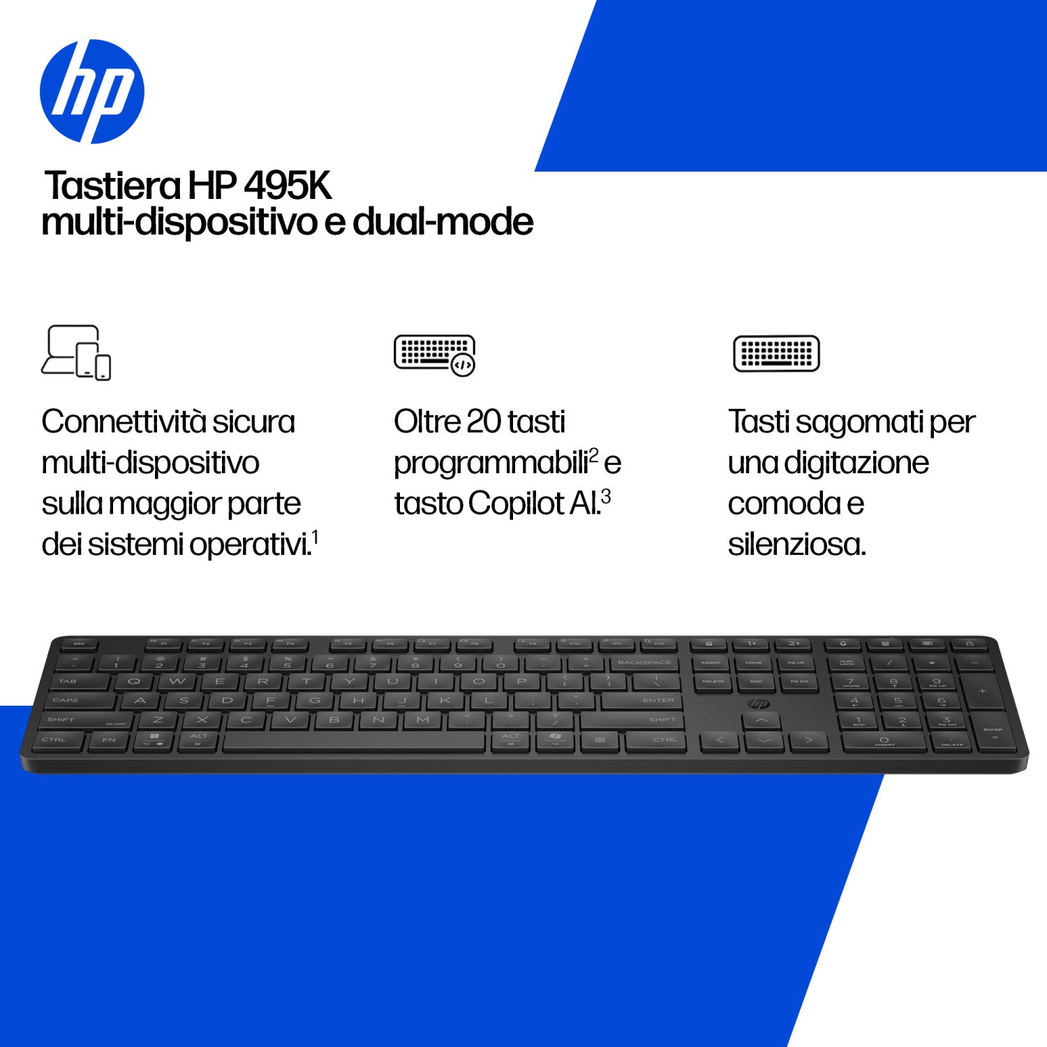 HP Tastiera 495K multi-dispositivo e dual-mode