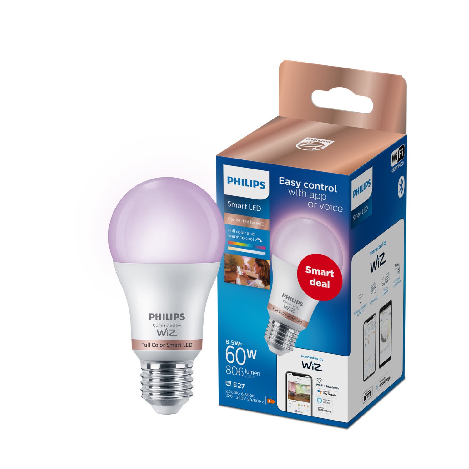 Amazon 929003601062 soluzione di illuminazione intelligente Lampadina intelligente Wi-Fi/Bluetooth 8,5 W