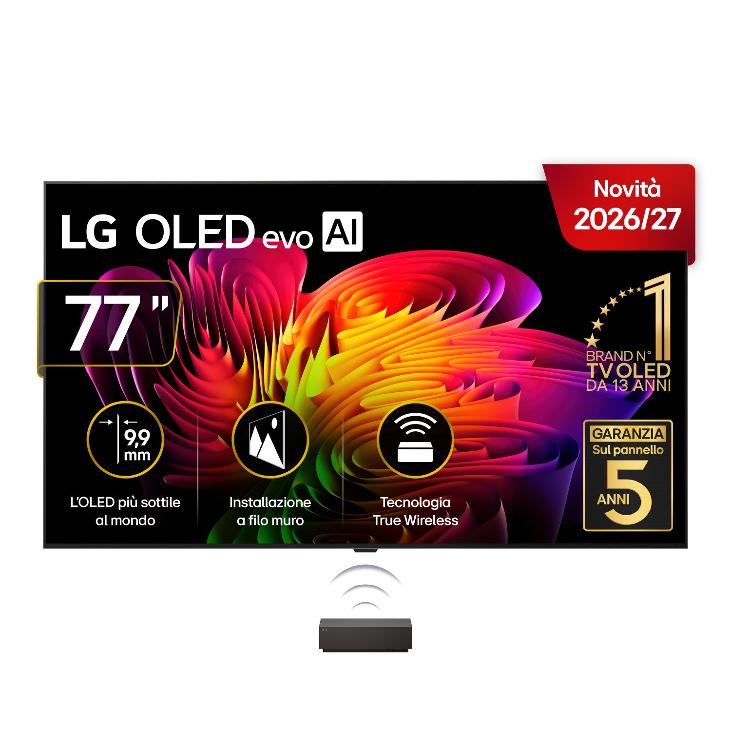 LG OLED evo AI Wallpaper TV 77 pollici W6 OLED77W69LA, 4K, spessore 9,9mm, True Wireless, Staffe filo muro SMART TV 2026