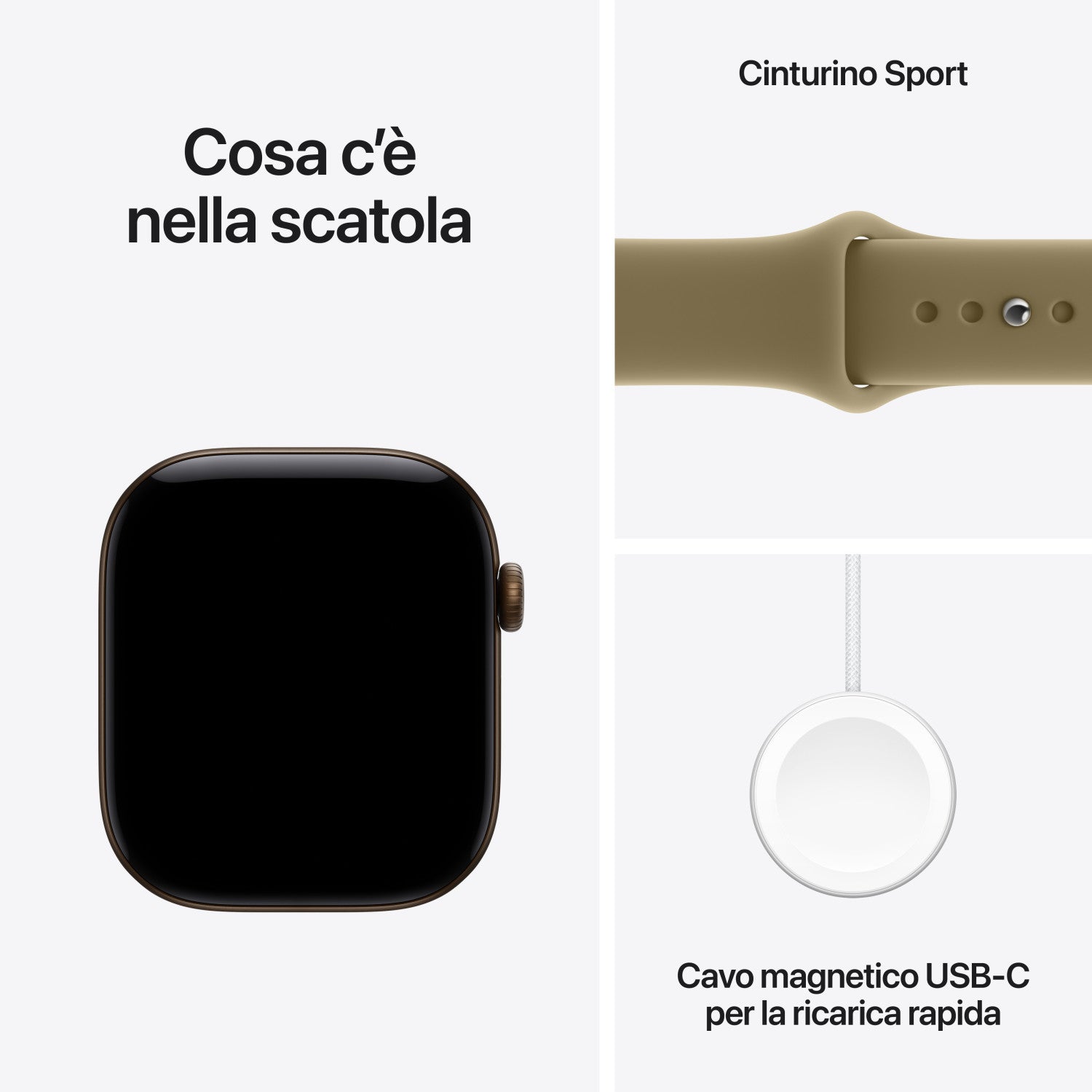 Apple Watch Series 12 GPS, cassa 46 mm in alluminio color bronzo scuro con cinturino Sport oliva - S/M