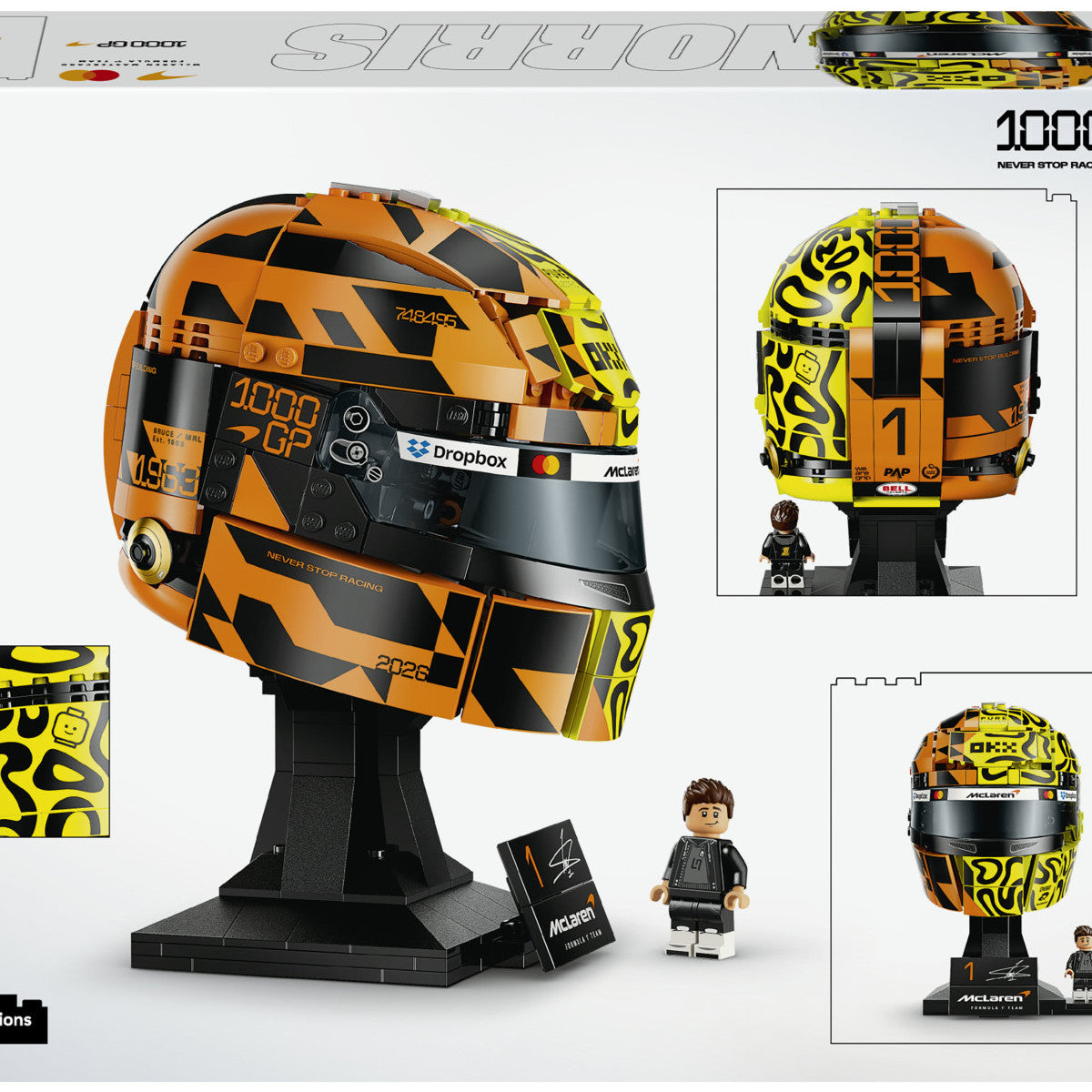 LEGO Editions 43023 Casco di Lando Norris McLaren Mastercard F1 Team, 793 Pezzi, 14
