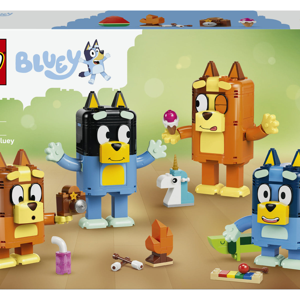 LEGO Bluey 11217 Famiglia Bluey in Mattoncini, 4 Personaggi e Accessori, 466 Pezzi, Età 5