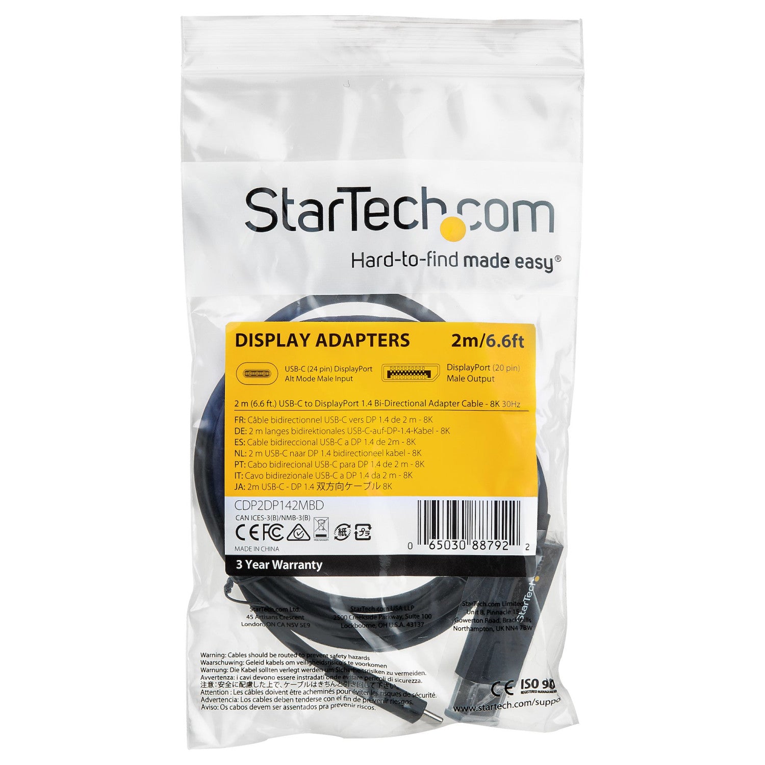 StarTech.com CDP2DP142MBD cavo e adattatore video USB tipo-C Nero