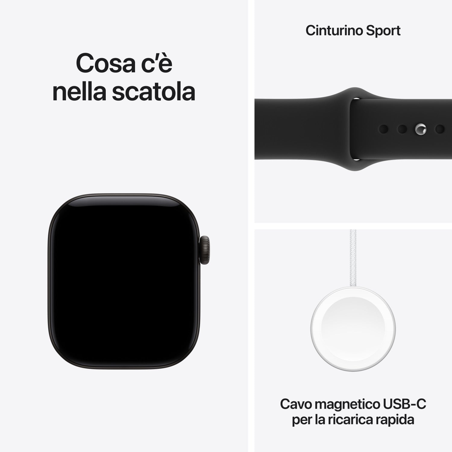Apple Watch Series 12 GPS + Cellular, cassa 42 mm in alluminio nero con cinturino Sport nero - S/M