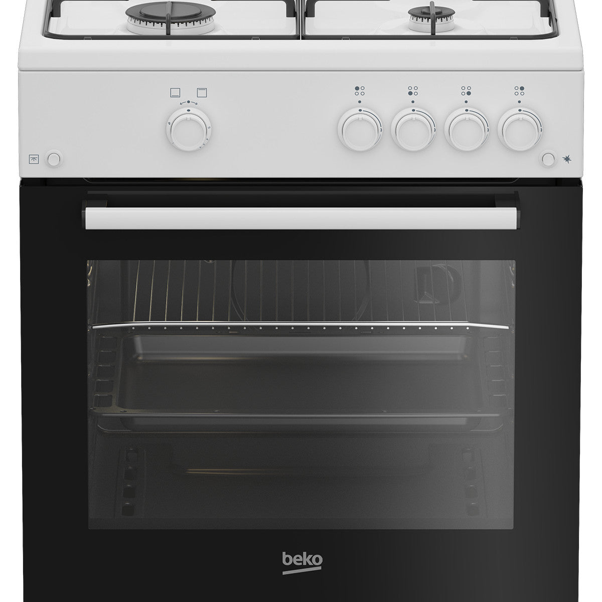 Beko Cucina Forno a Gas,coperchio in metallo, ventilazione tangenziale, Classe A, Bianco